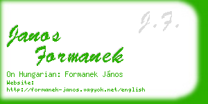 janos formanek business card