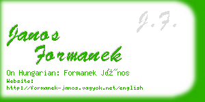 janos formanek business card